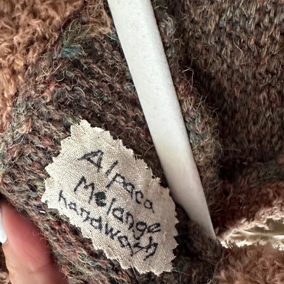 VINTAGE | Homemade Brown Sleeveless One Button Front Alpaca Melange Vest - Picture 7 of 10